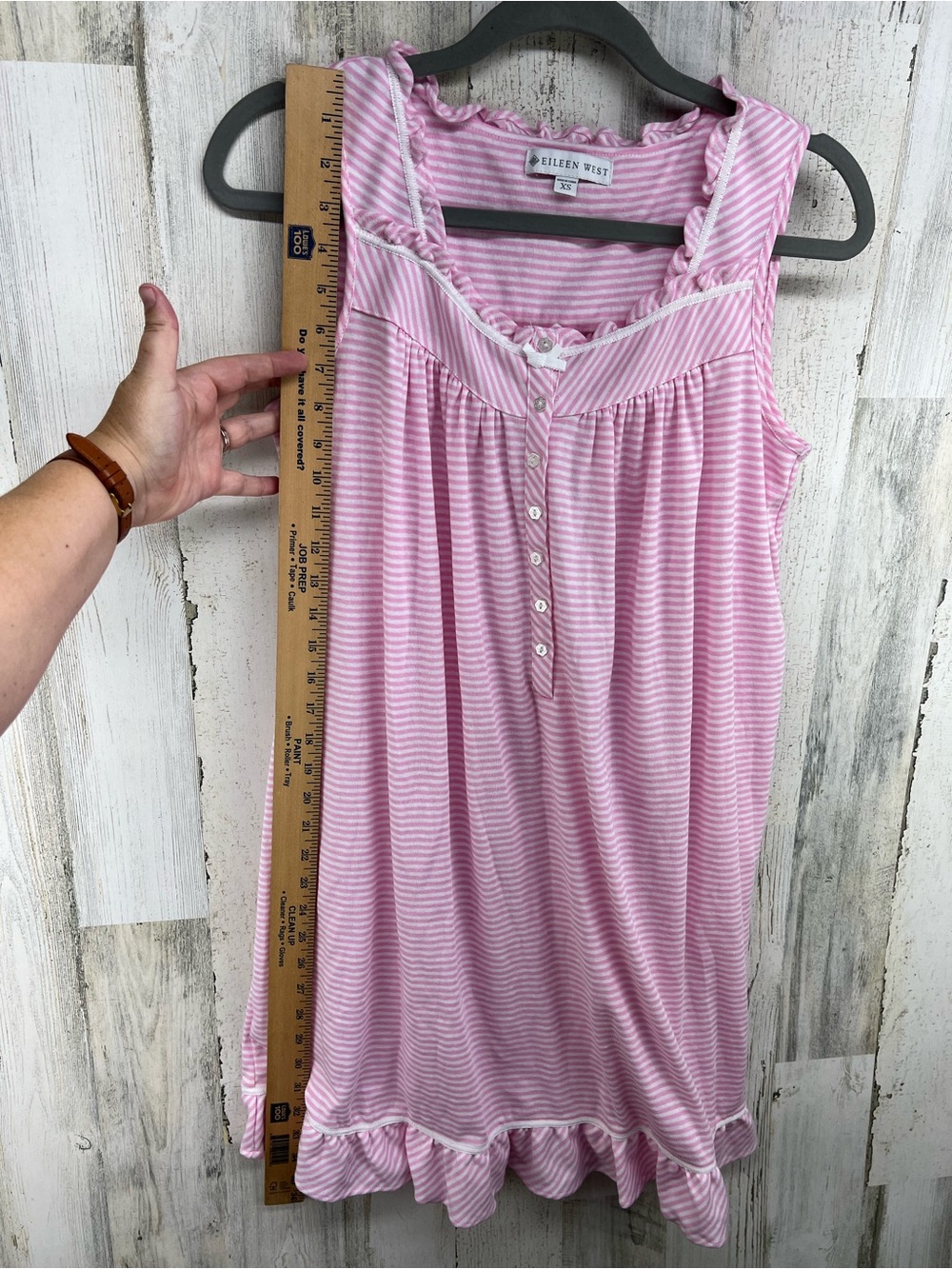 Eileen West Rose Stripe Knit Chemise Short Sleeve Night Gown Womens XS - Picture 5 of 7